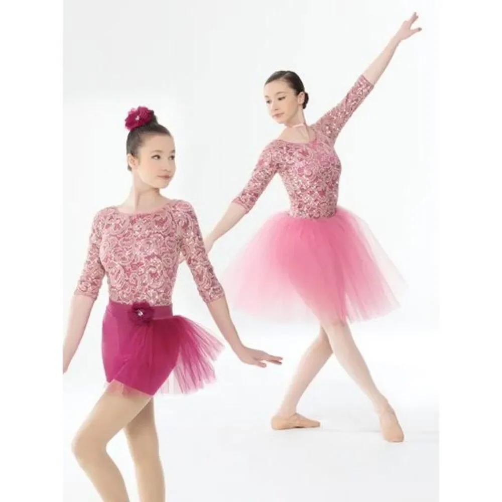 Pre-Owned Dance Costume Revolution RC19779 Medium Child Pink 2in1 Ballet Jazz